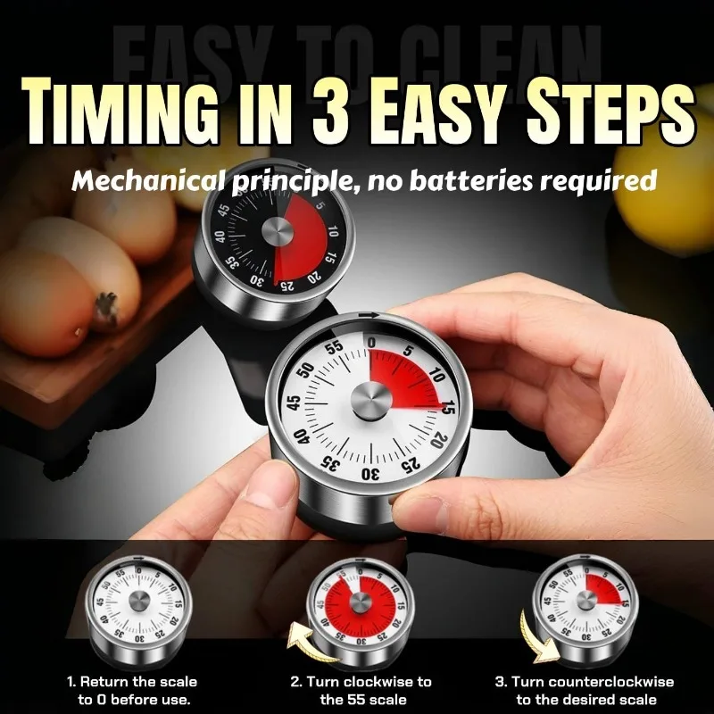 Visual Kitchen Timer with Loud Alarm Classroom Timers Mechanical Desk Timer for Teaching Meeting Kitchen Cooking Baking Working