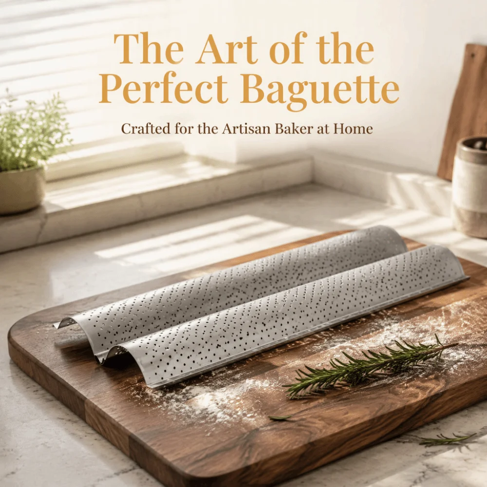 New 2/3/4 Slot Baguette Pan Carbon Steel Nonstick Bread Baking Mold Perforated Wavy Baguette Baking Tray Home Kitchen