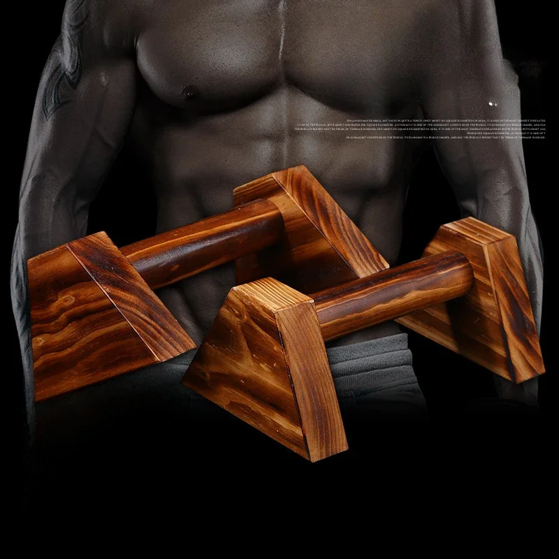 Unisex Carbonized Wooden Push-Up Stands for Home Fitness Portable and Durable Home Gym Equipment  Exercise Equipments