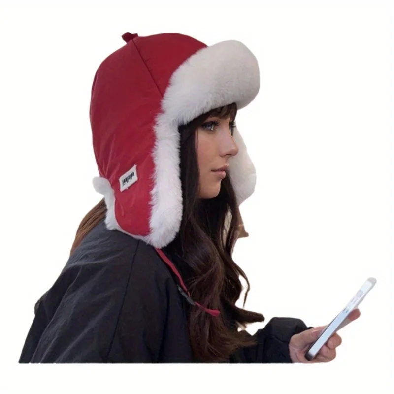 

Outdoors Plush Bomber Hat Thick Warm Winter Cap Windproof Fur Hat for Men Women
