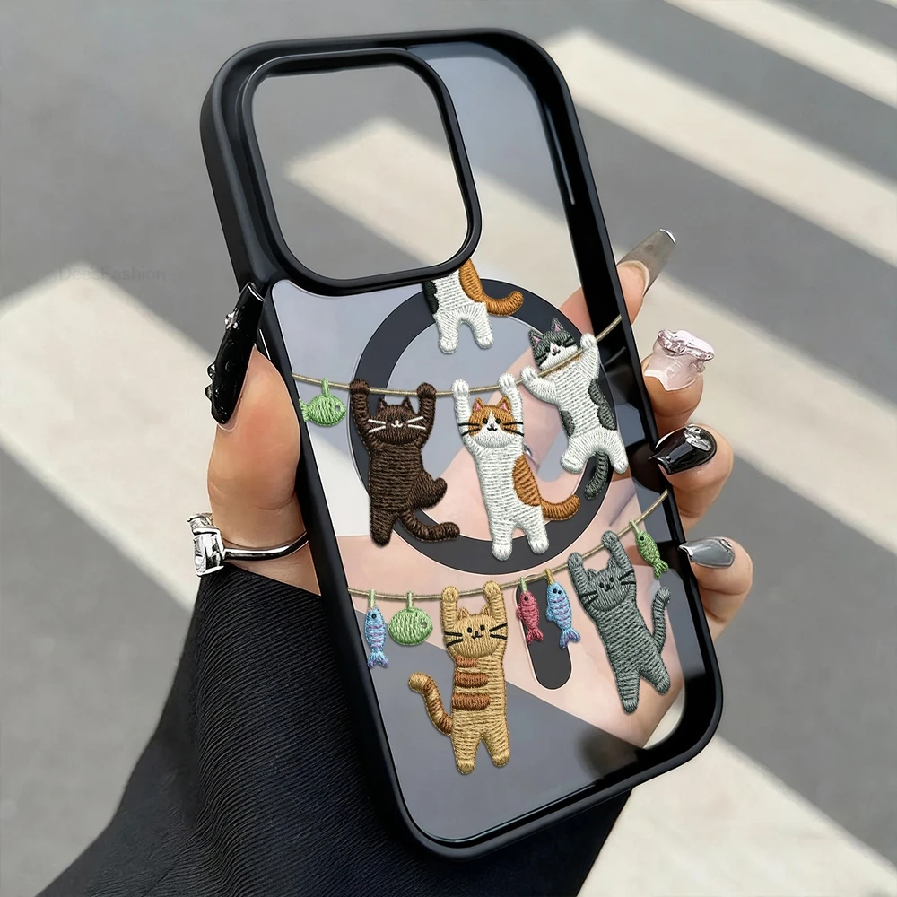 The Little Calico Cat Acrylic Phone Case For iPhone 18 17 Pro Max 16 15 13 11 12 14 Pro Max Air Magnetic Transparent Cover Funda