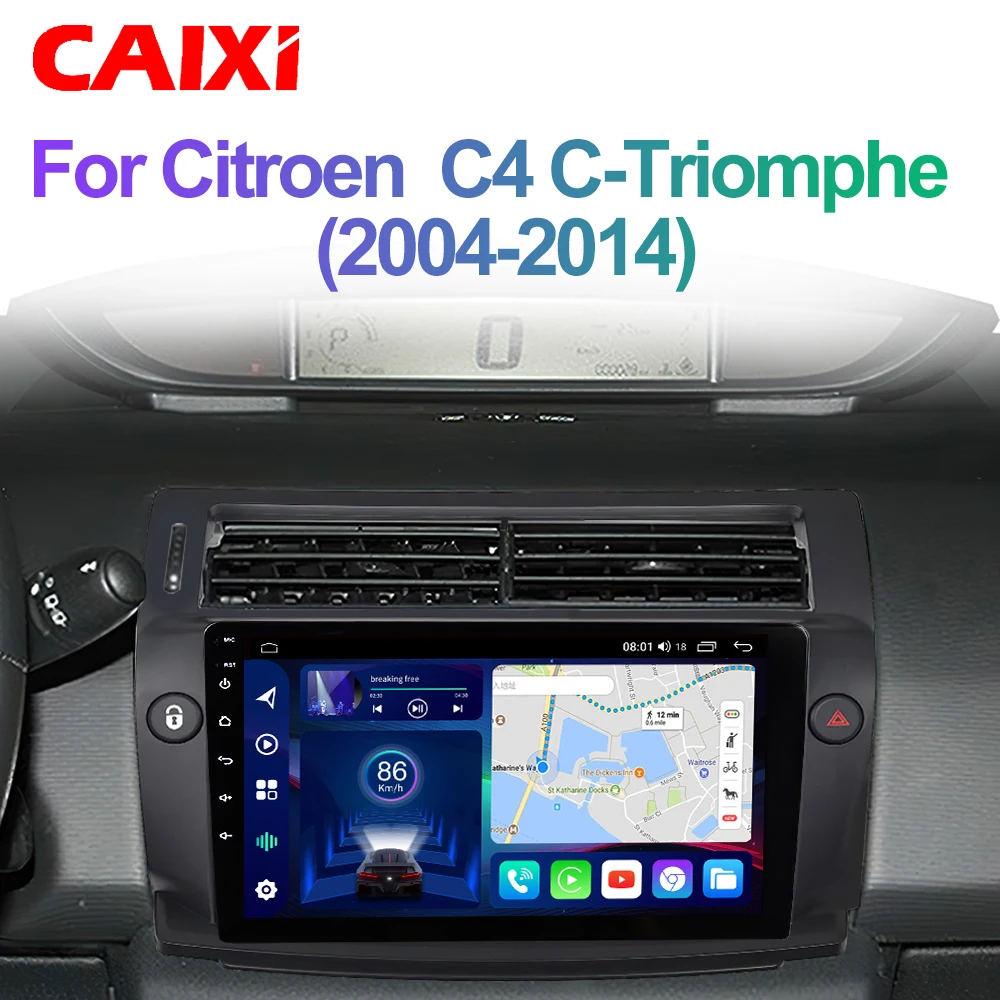 CAIXI CC9 2 Din Android 12 Car Radio For Citroen C4 C-Triomphe Quatre 2004-2014 Multimedia Video Player GPS Carplay Auto 8 Core