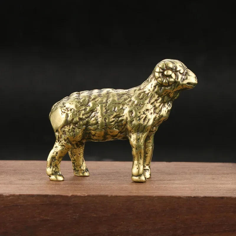 Figuritas de ovejas pequeñas de latón macizo, miniaturas, decoración del hogar, adorno de escritorio, decoración de té para mascotas, artesanías antiguas, regalos divertidos para niños