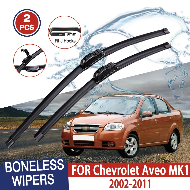 

For Chevrolet Aveo MK1 2002-2011 Car Windshield Wiper U-type Soft Rubber Frameless Bracketless Car Wipers 22"+16"