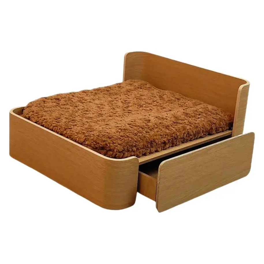 Lit en bois pour animaux de compagnie, poignées en bois, lit amovible pour chat et chien, lit pour animaux de compagnie moderne, bûche universelle, quatre saisons