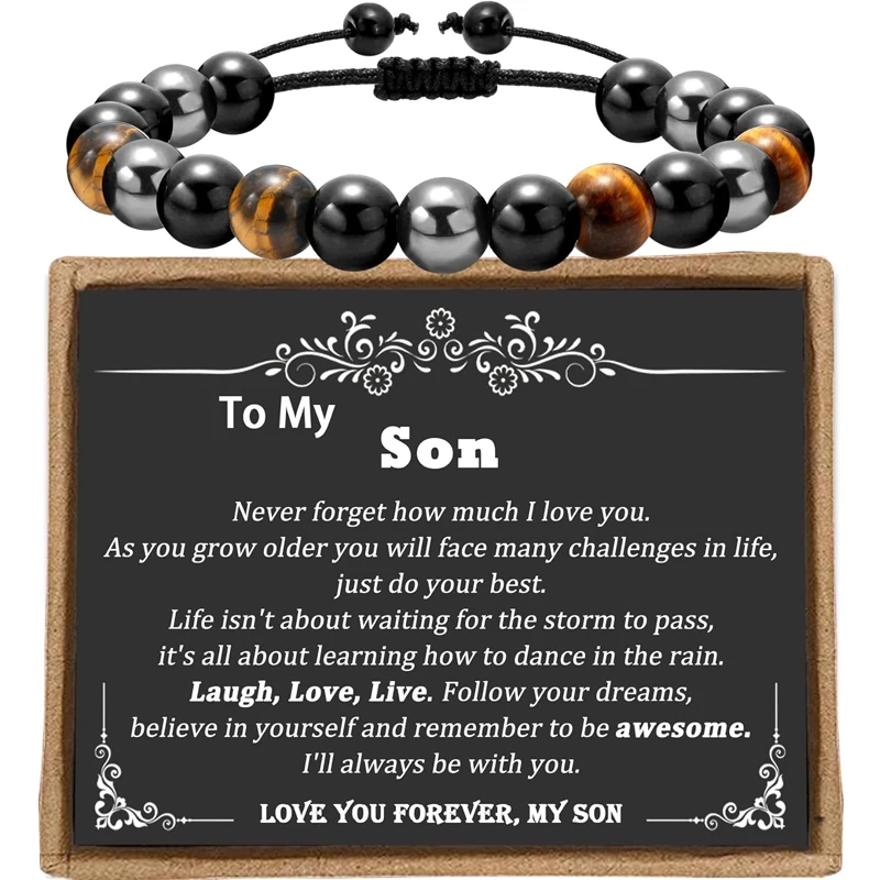 Graduation Gifts for Teen Boys Son Man Teenage, Adjustable ID Triple Protection Bracelets Happy Birthday Gifts for Son Grandson