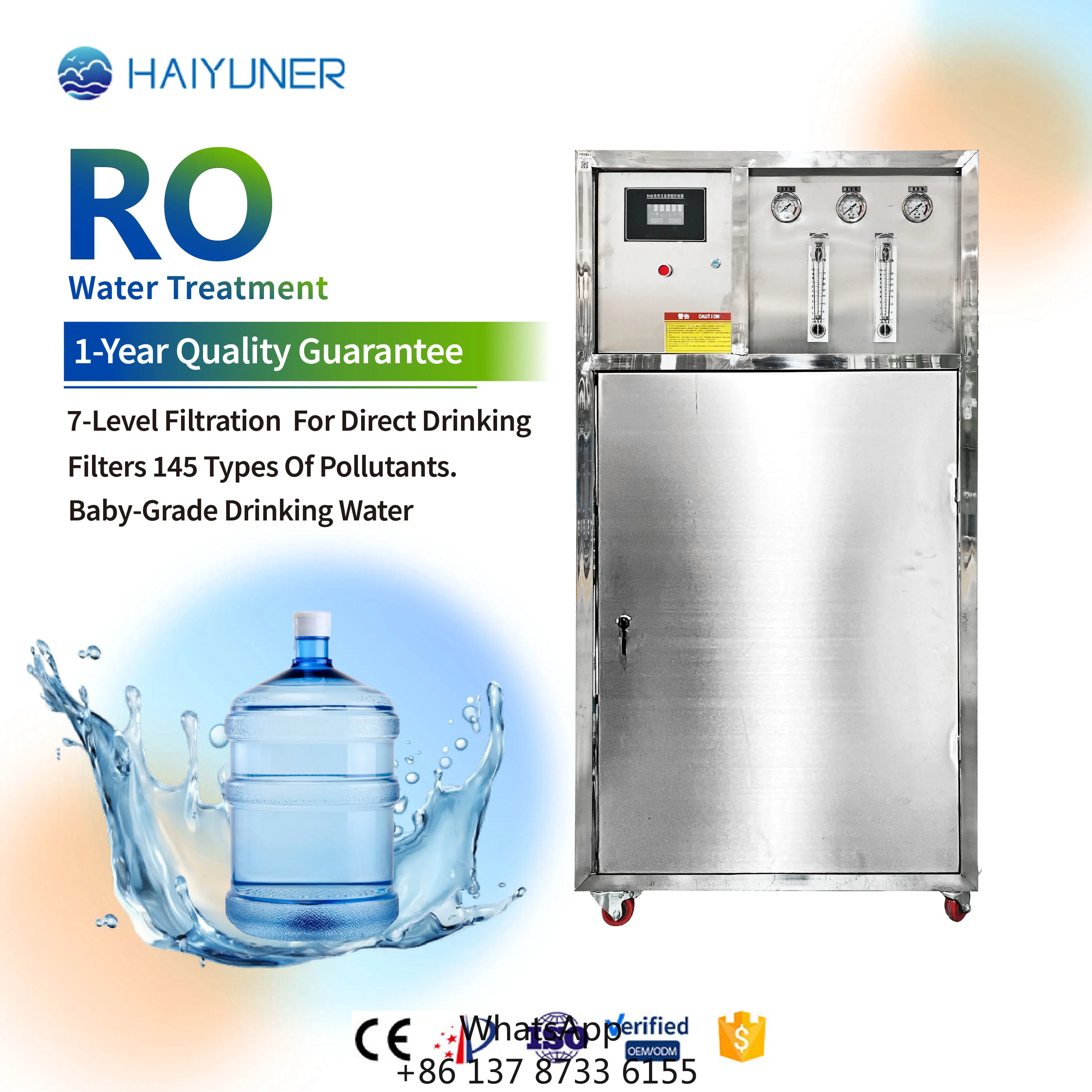 Commercial Drinking Water Station With RO Controller, 1000LPH Water Purifying Plant For Community