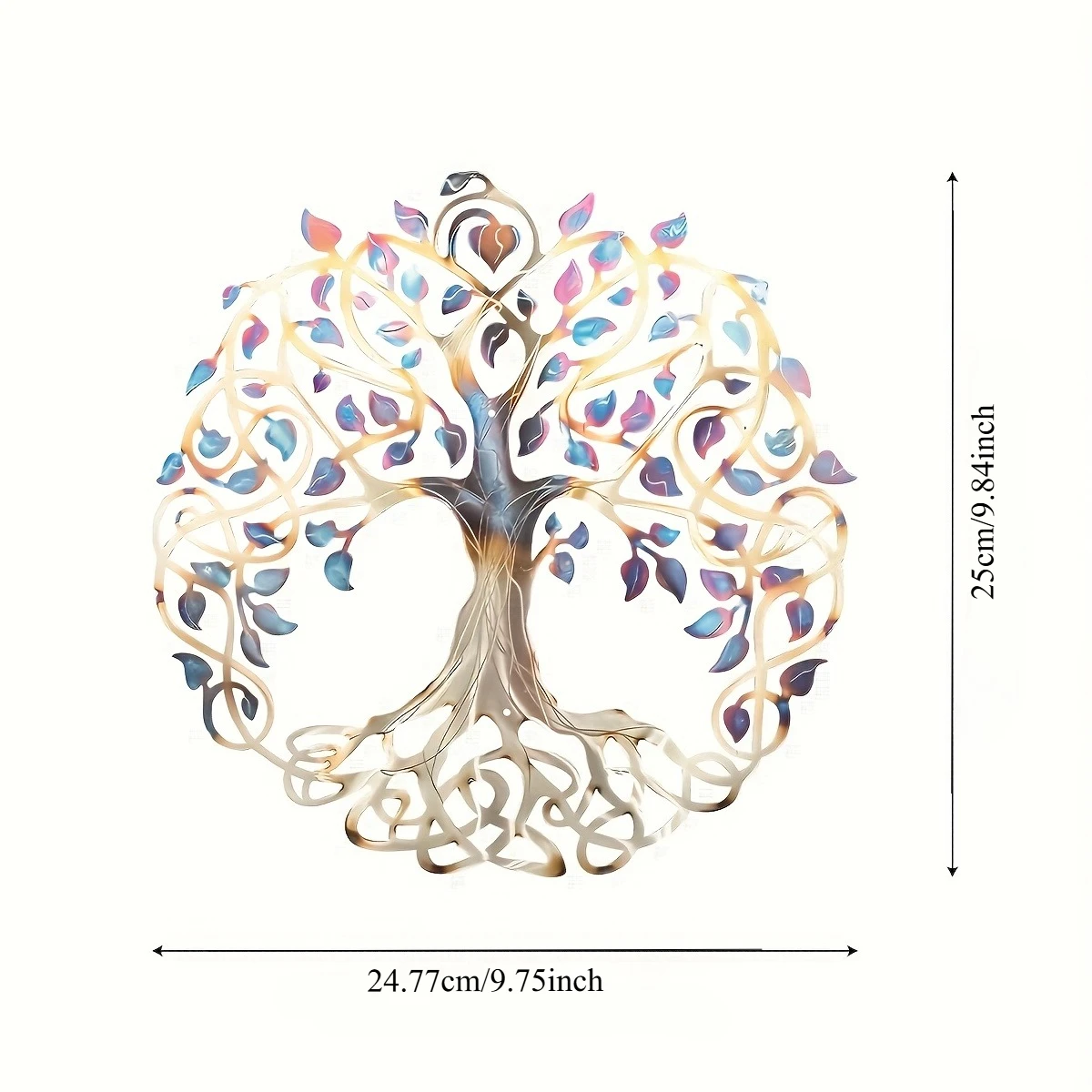 Colorful Infinite Life Tree Metal Wall Sculpture - Bright and Colorful Artistic Design, Durable Metal Work for Farmhouse Decor
