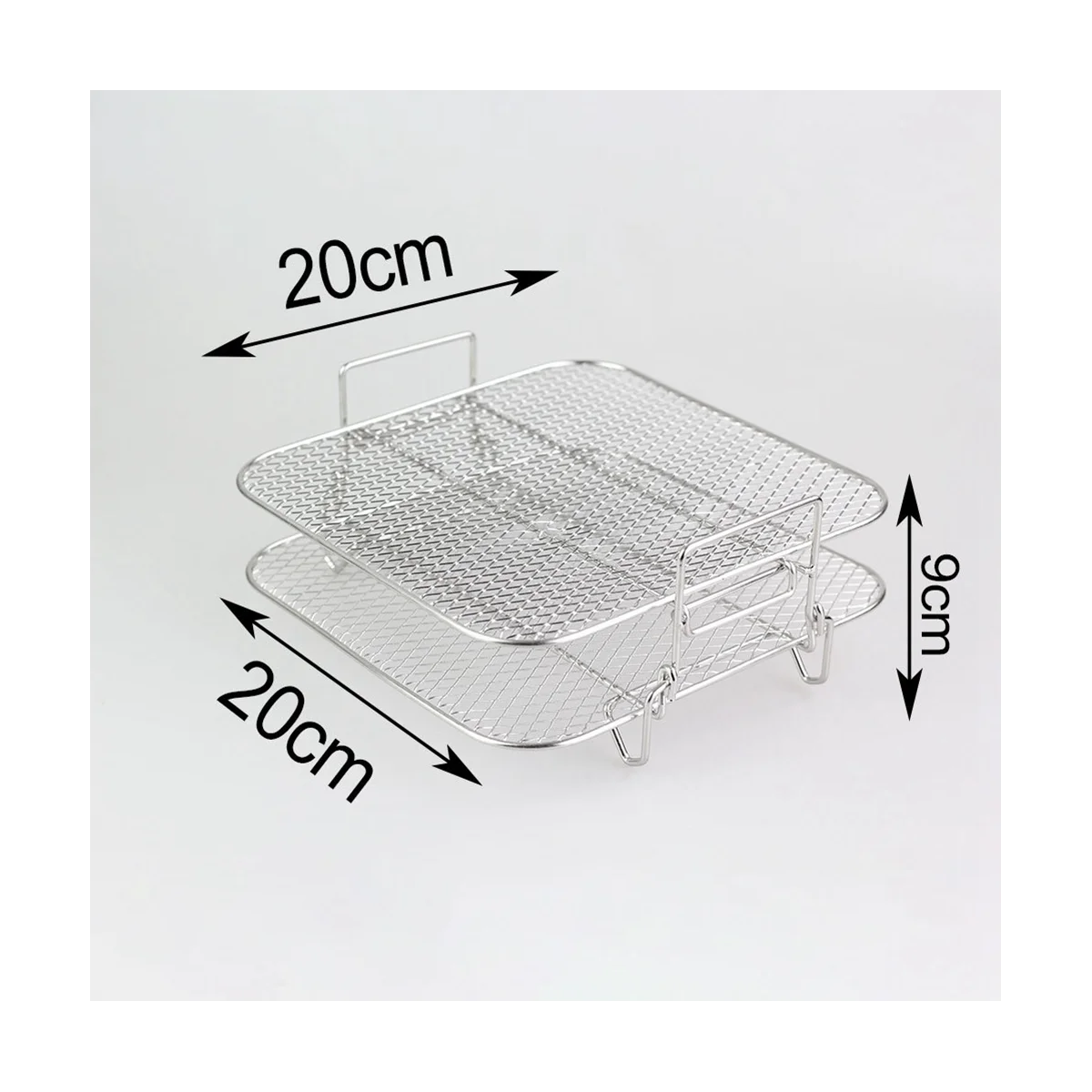 Rack quadrato a due strati, rack per accessori per disidratatore in acciaio inossidabile, friggitrice multistrato ad aria 4.2-5.8QT