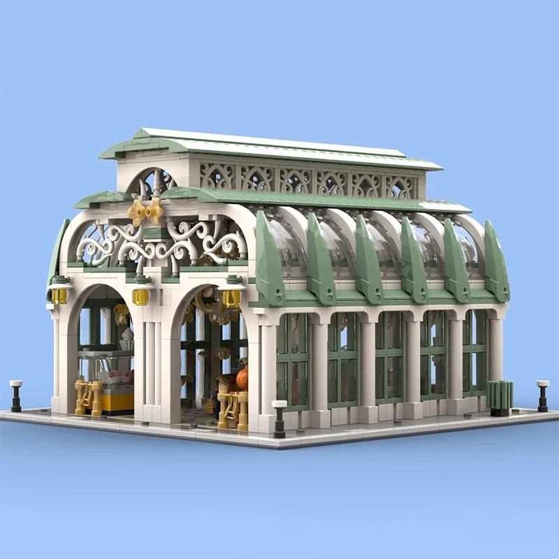 Street View Model Moc Building Bricks City Center Market Hall Technology Modular Blocks Gifts Christmas Toys DIY Sets Assembly