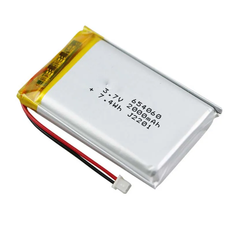 2/5/10/20 sztuk 3.7V 2000mAh 654060 bateria litowo-jonowa 2.0mm złącze JST