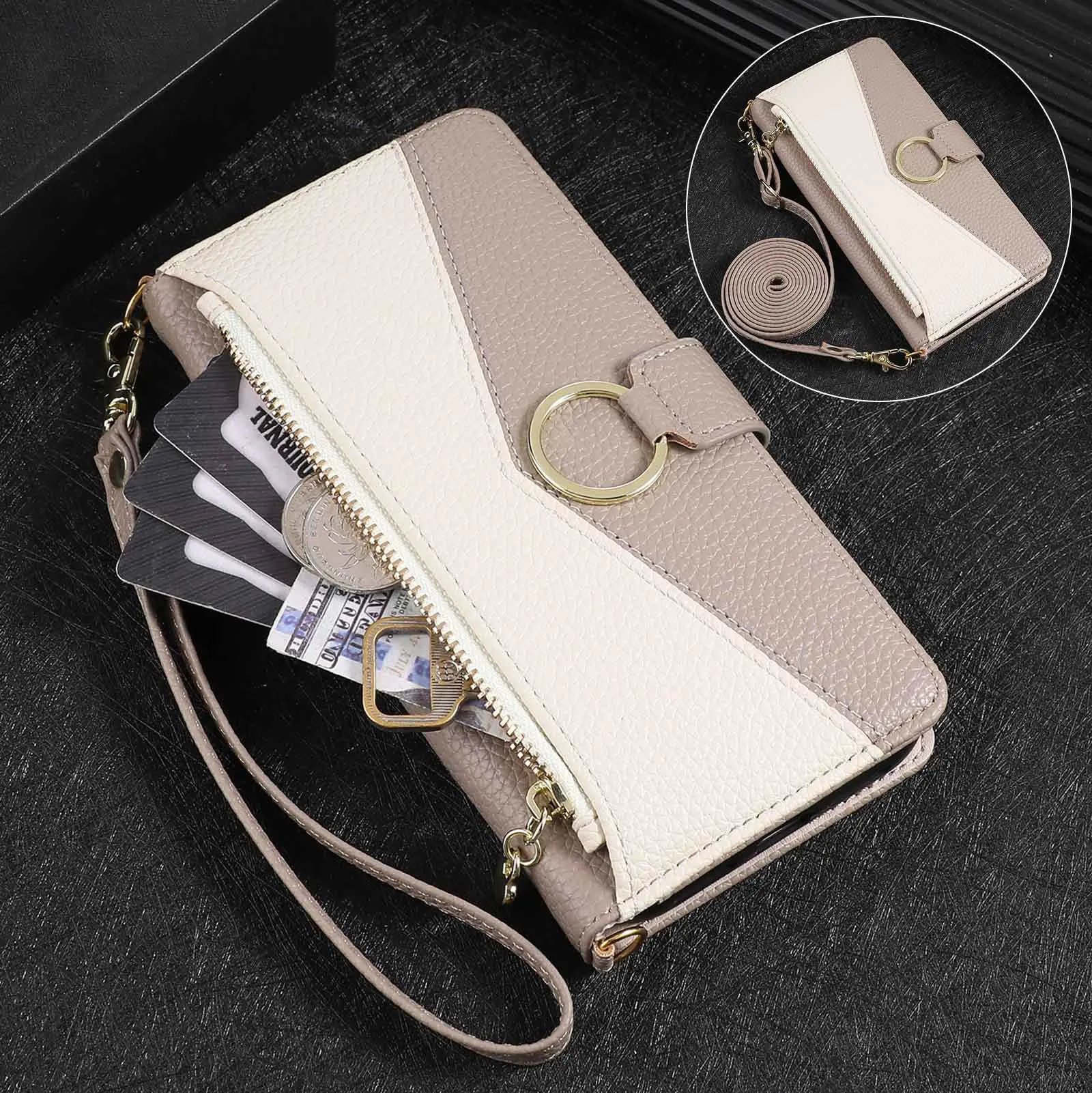 

Applicable to Samsung S26 Ultra triangularly joined artificial leather case for S25FE mobile phone, flip cover protection case