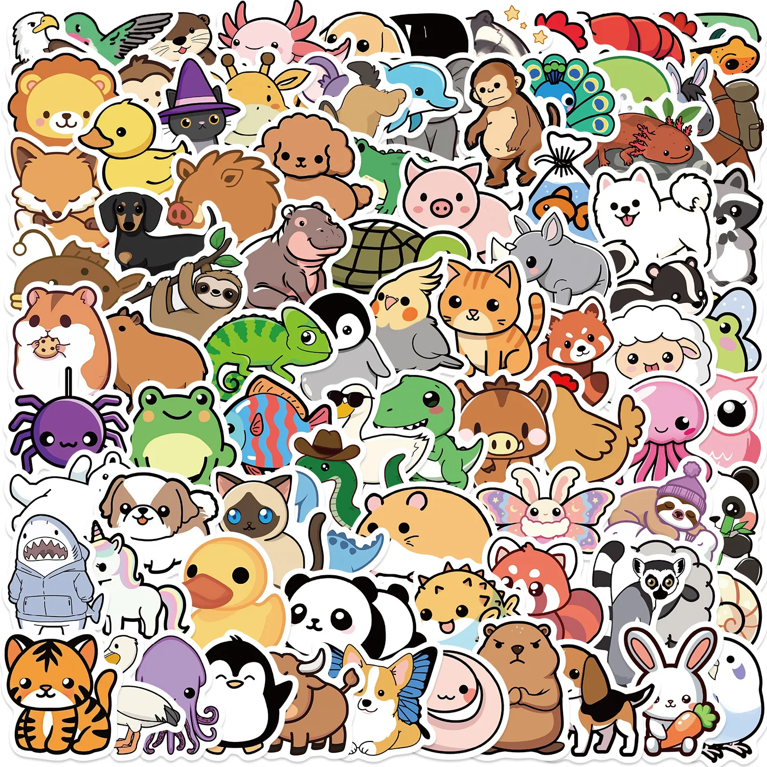 

100 шт., наклейки с животными, свинья, птица, капибара, эстетическая наклейка, милые граффити, декоративная наклейка, скейтборд, игрушки для багажа
