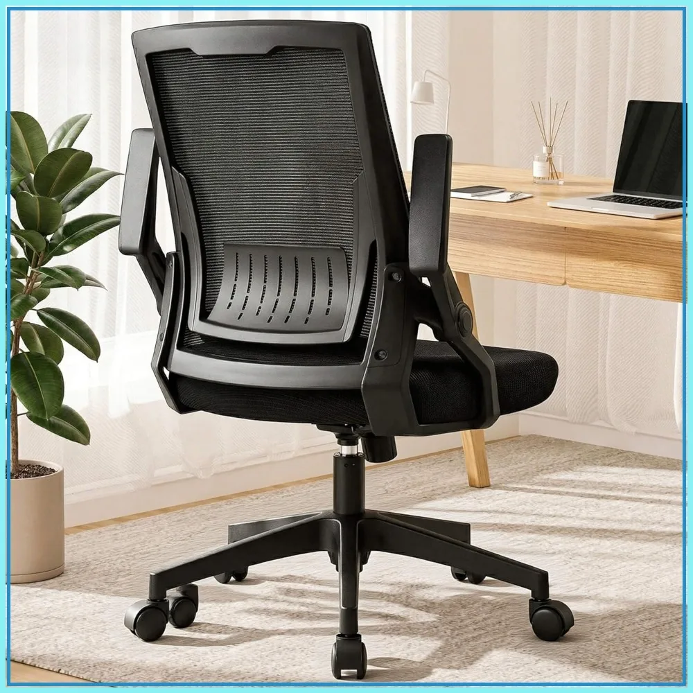 

Ergonomic Office Chair with Flip-up Armrests, Breathable Mesh & Lumbar Support, Black for Home Office