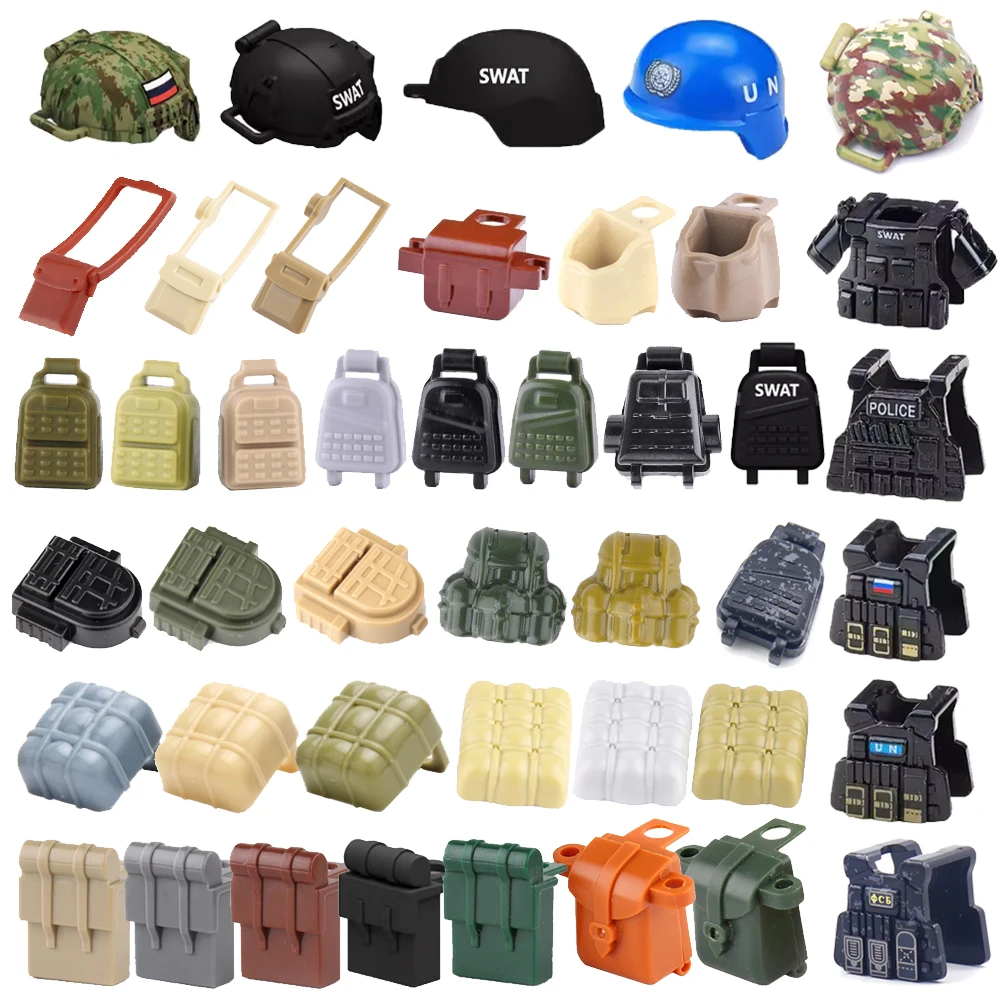 10PCS/Lot MOC WW2 Soldier Figure Backpack Building Blocks Military Accessories Modern Army Special Forces Bag Bricks Toys J044