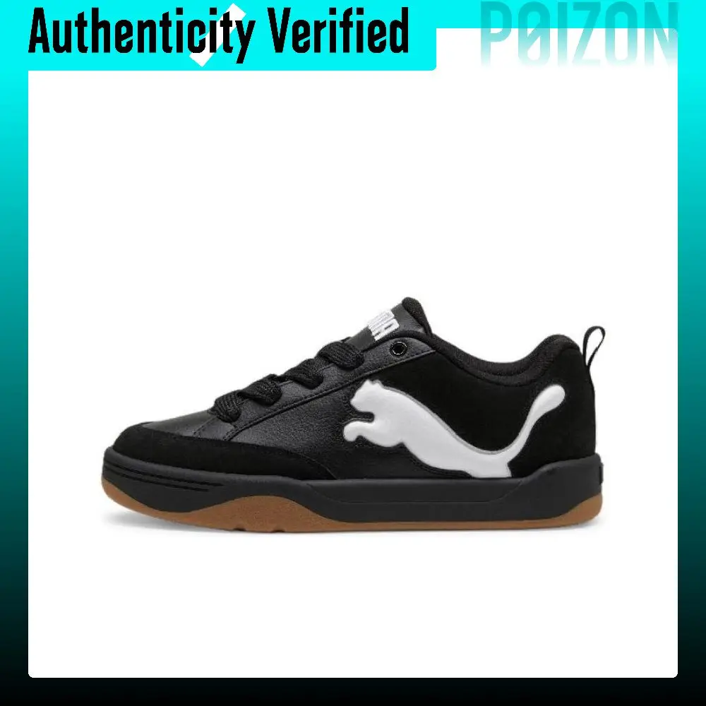 PUMA Park Lifestyle Cow Split Leather Comfortable Low top Skateboard Shoes Unisex Black 395022-01