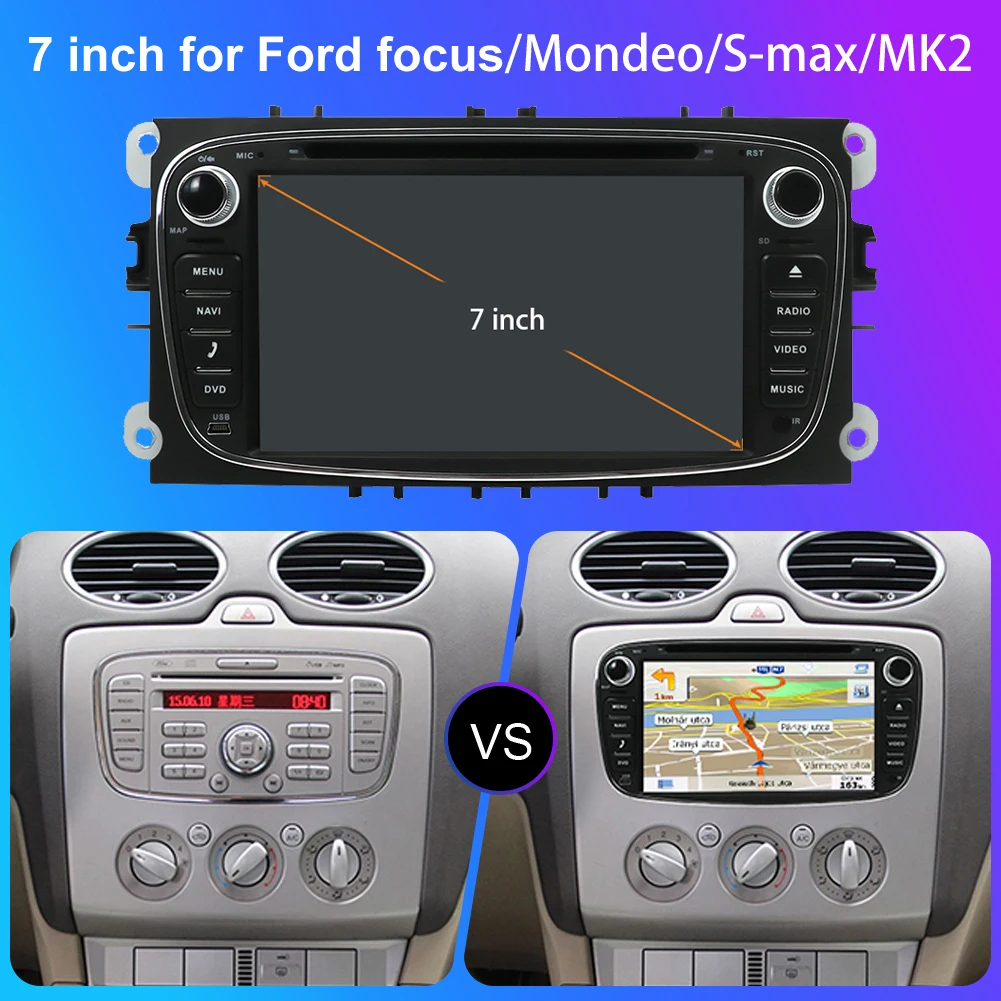 BXLIYER Carplay DSP Android 14 Autoradio 2 Din For FORD/Focus/Mondeo/S-MAX/C-MAX/Galaxy Car GPS Navi Multimedia DVD Player WIFI