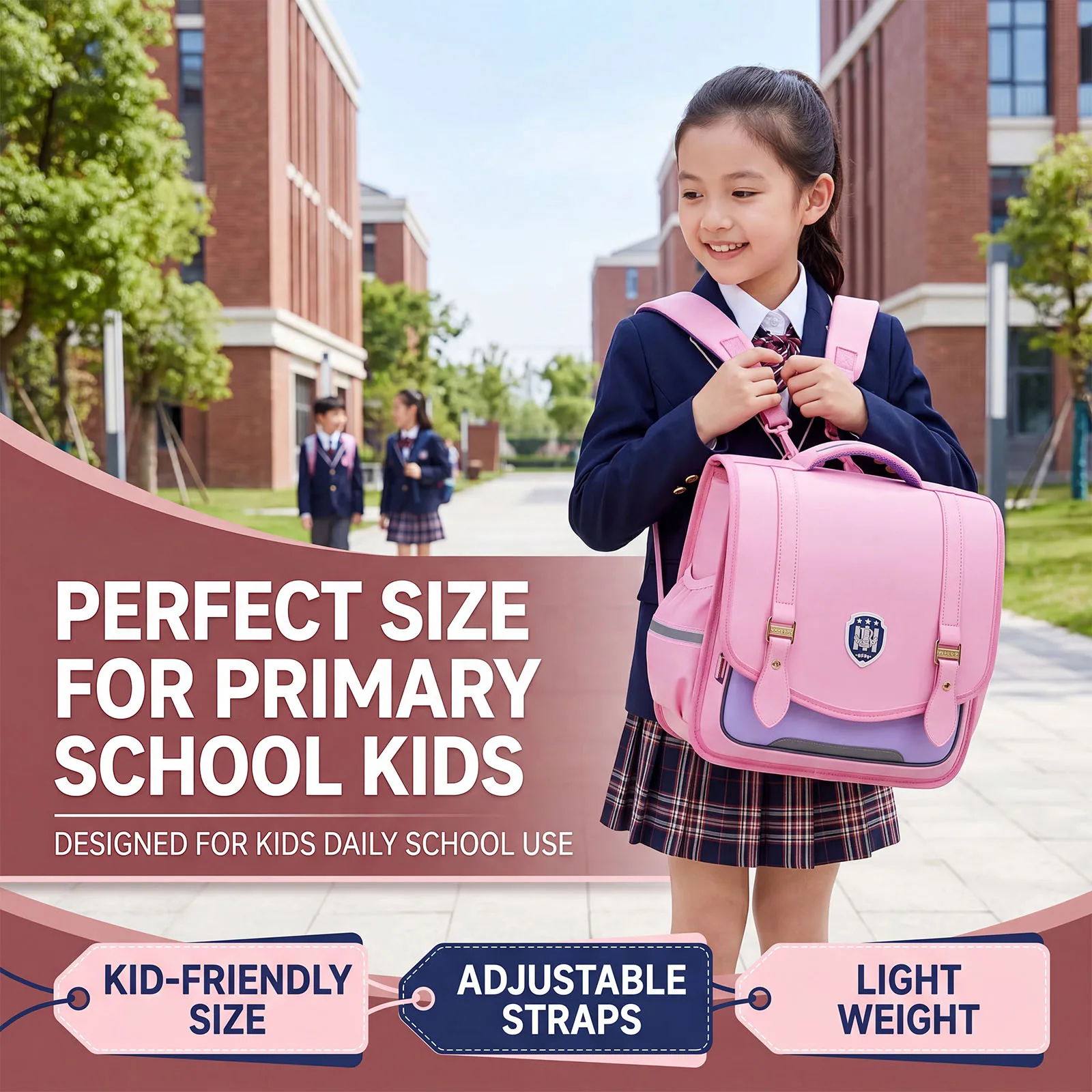 Horizontal Spine-Protecting Backpack for Grades 1-4,Double Shoulder School Bag for Elementary Students,Ergonomic Kids Bookbag