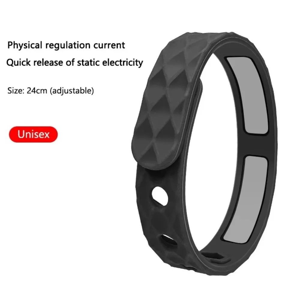 Silicone Anti Static Bracelet Adjustable Rhombic Negative Ion Wristband Waterproof Wireless Anti-Static Bracelet Home