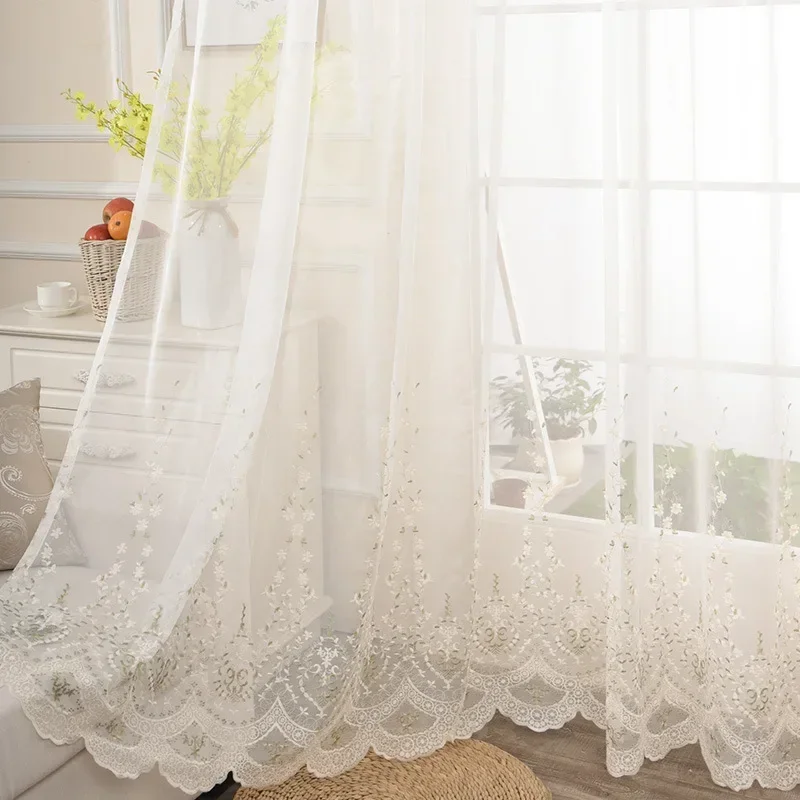 

Floating Window with White Bottom Simple Window Curtains for Living Room Bedroom New Modern Embroidered Window Screen