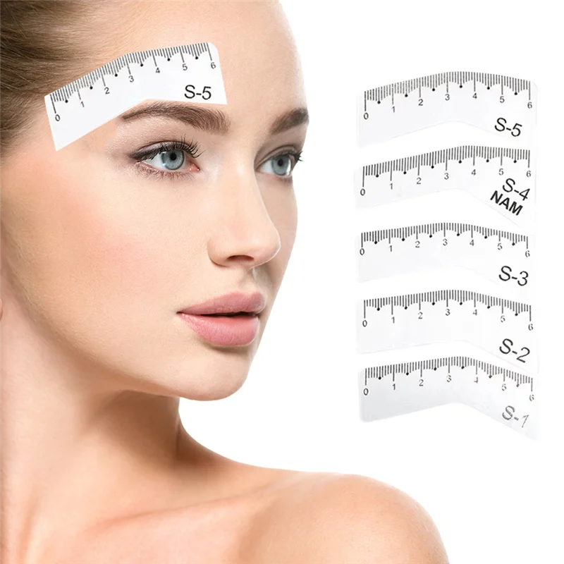 Augenbrauen-Lineal, 5 Paar, DIY-Augenbrauen-Zeichnungsanleitung, Styling, Gestaltung, Pflege, Vorlage, Karte, einfaches Make-up-Werkzeug-Set
