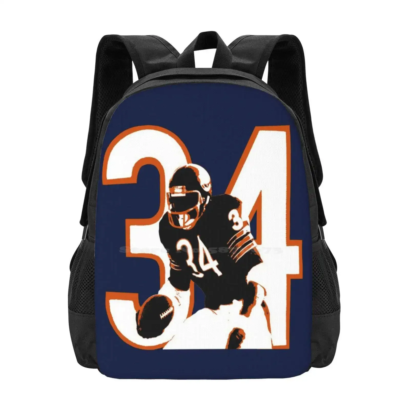 Walter Payton Hot Sale Schoolbag Backpack Fashion Bags Walter Payton Chicago Da Bears Sweetness 34 Legendary Champion Running