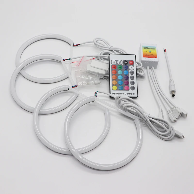 131mm + 146mm Multi Color RGB Cotton Light LED Angel Eye Halo Remote Control for BMW 3 5 7 Series E36 E38 E39 E46