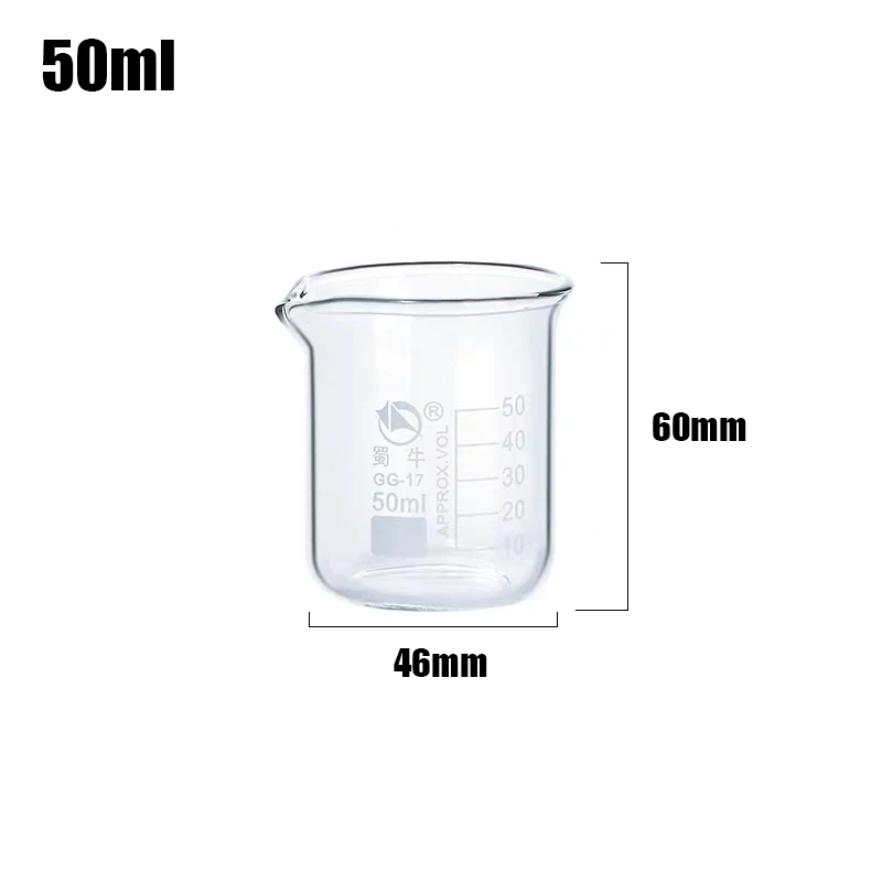 50ml/100ml/250ml/500ml Capacity Low Form Beaker Chemistry Laboratory Transparent Beaker Flask Thickened With Spout