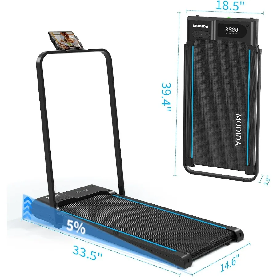 Under Desk Treadmill for Home and Office Use, Foldable Steel Frame, Black, Quiet Motor Space-Saving Design