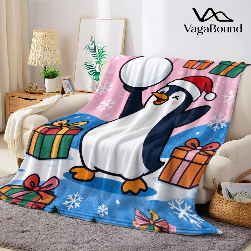Xmas Bear Bell Flannel Blanket Perfect for Sofa Office Bed Travel Sleep Read Relax Camping Four Season Use