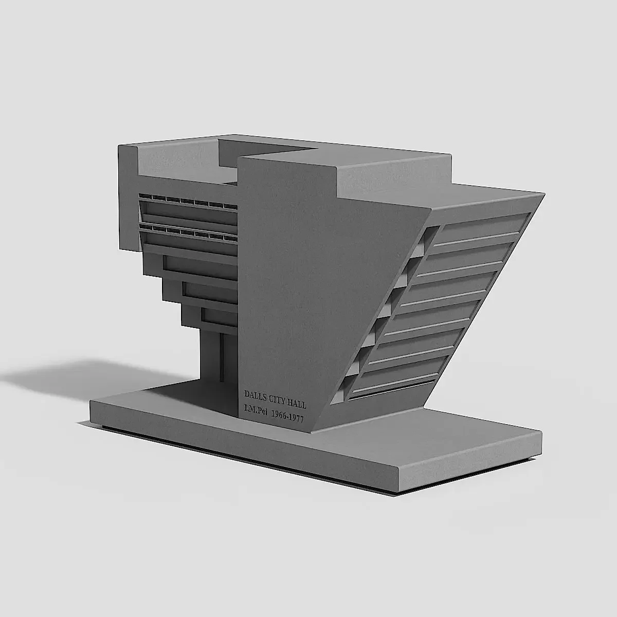 I.M. Pei 'Dallas City Hall', Cement Building Model Living Room Home Decoration Desktop Concrete Ornaments