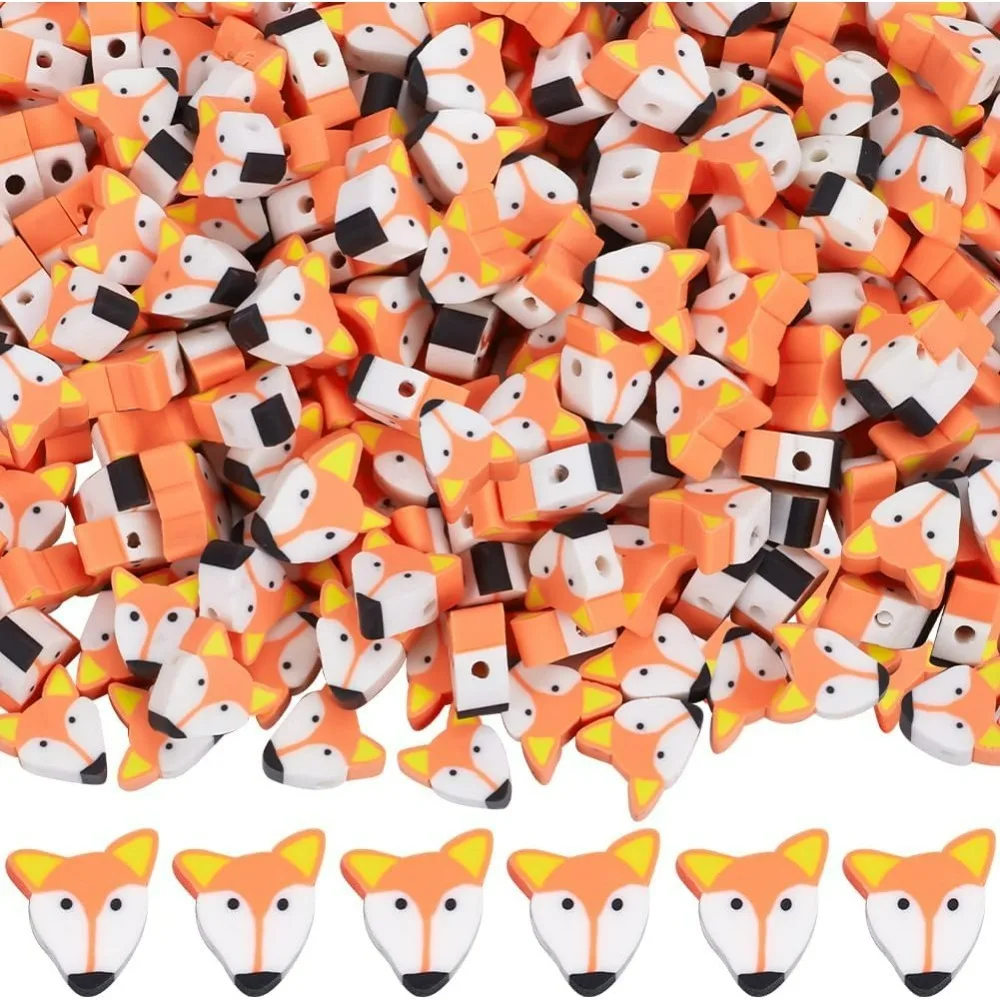 

1 Box 300pcs Animal Clay Beads Cute Animal Beads Small Lovely Smart Forest Cartoon Animals Fox Spacer Bead Bulk for Jewelry