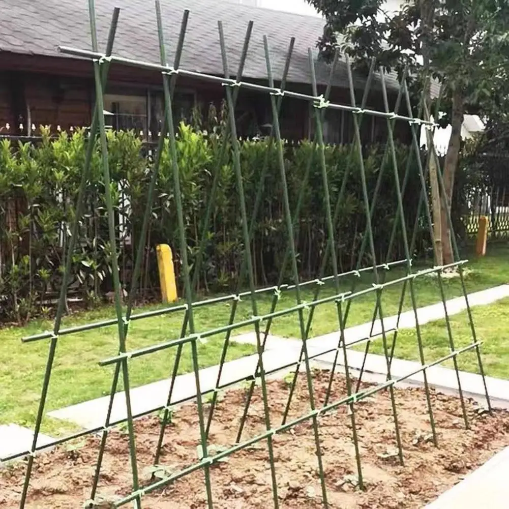 Plant Trellis Stake Garden Trellis Rod Rust-proof Plant Support Stakes for Tomatoes Peppers Flowers 10 Pcs Metal Plastic Coated