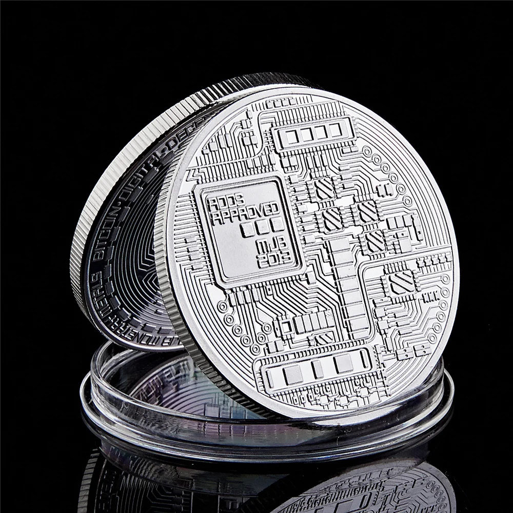 Bitcoin Collectible Coin Silver Plated Physical Casascius Bit BTC Commemorative Coins