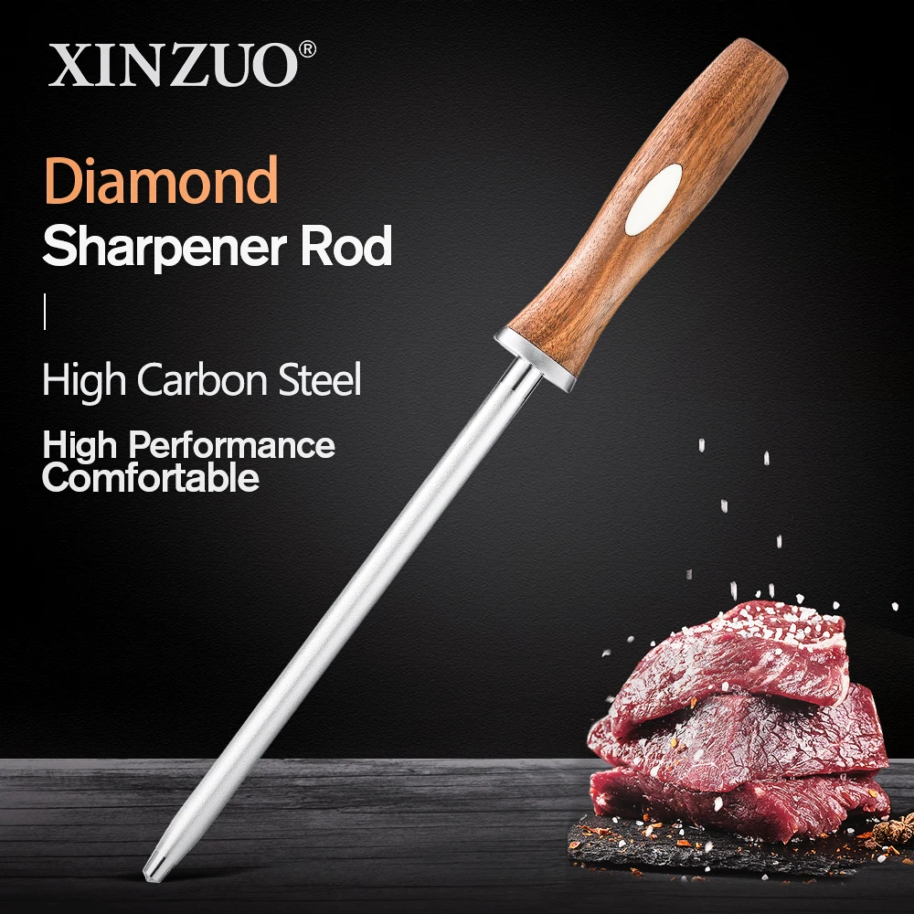 XINZUO Diamond Knife Sharpener Rod Knife Sharpening Steel for Knife High Carbon Steel Scissors Honing Kitchen Grinding Tool