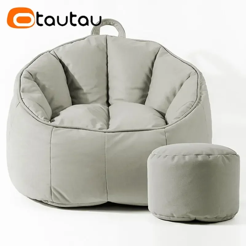 OTAUTAU Dorośli Dzieci Faux Leather Pufa Bean Bag Pokrowiec na krzesło Bez wypełniacza Puff Kanapa Fotel Wygodny Leniwy Worek Bezramowe Gniazdo SF039