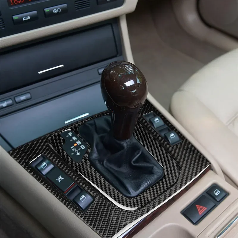 Left-hand drive Automotive interior Real Carbon fiber Gear box Sticker For BMW 3-Series E46