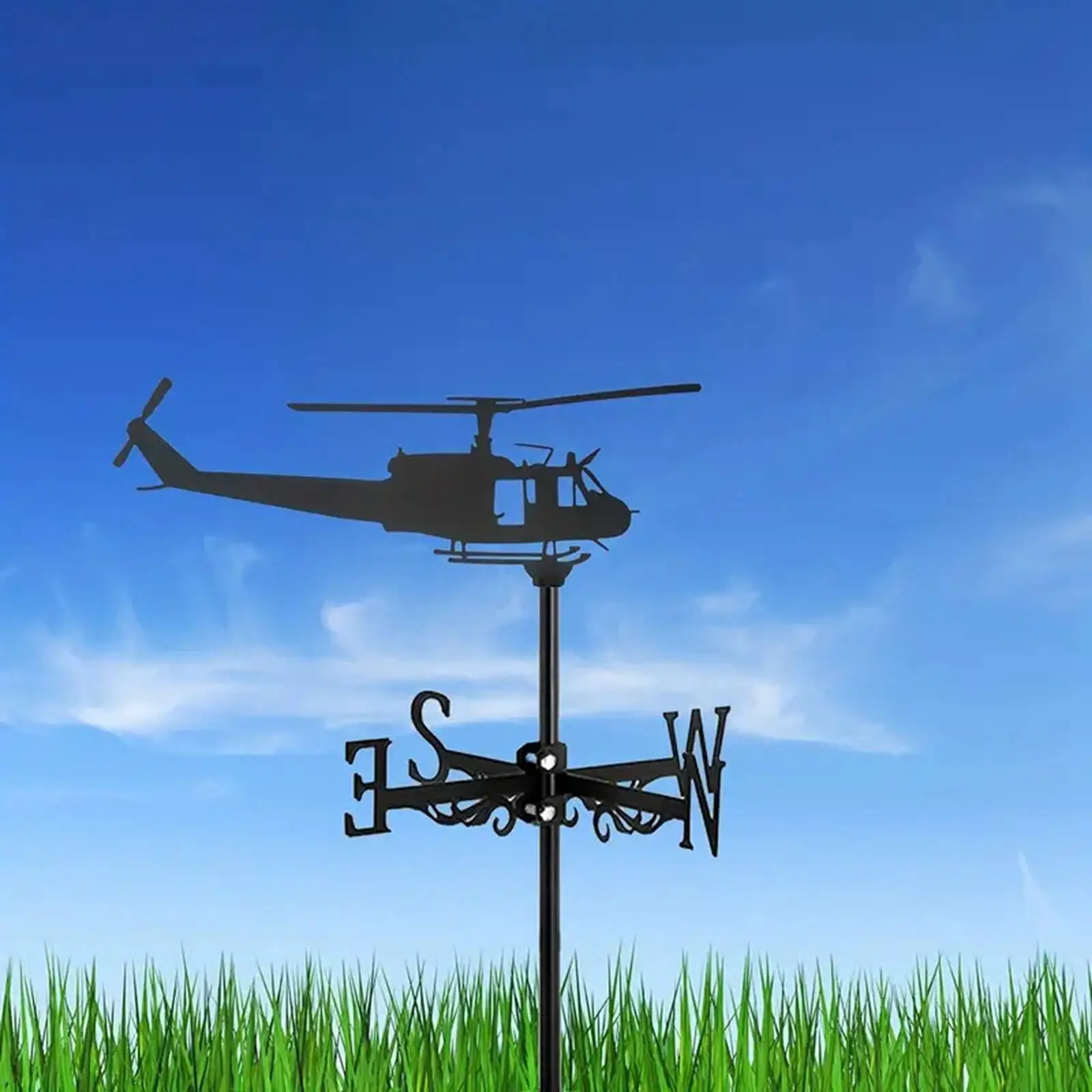 

Metal Helicopter Roof Weather Vane Decoration Wind Measuring Tool Heavy Duty Wind Direction Indicator for Garage Lawn Sturdy