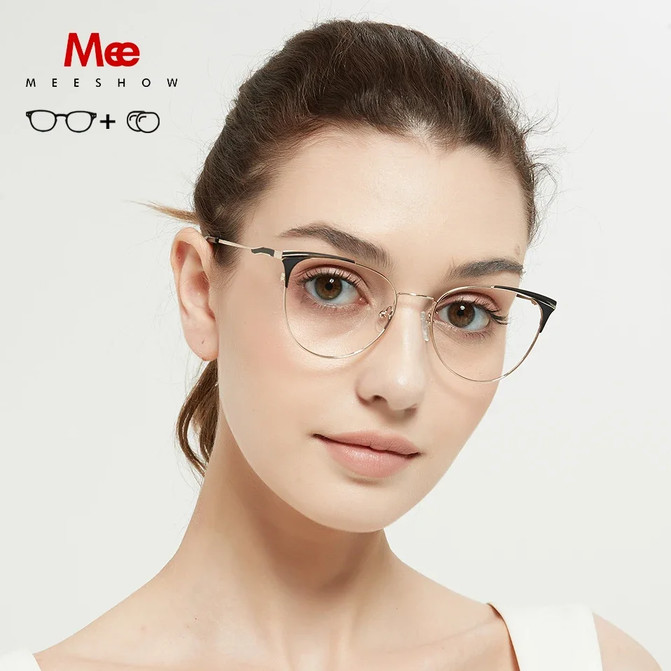Meeshow designer Brand Alloy Glasses Frame Women Vintage cat eyes Prescription Eyeglasses new fashion Europe Optical Frame glass