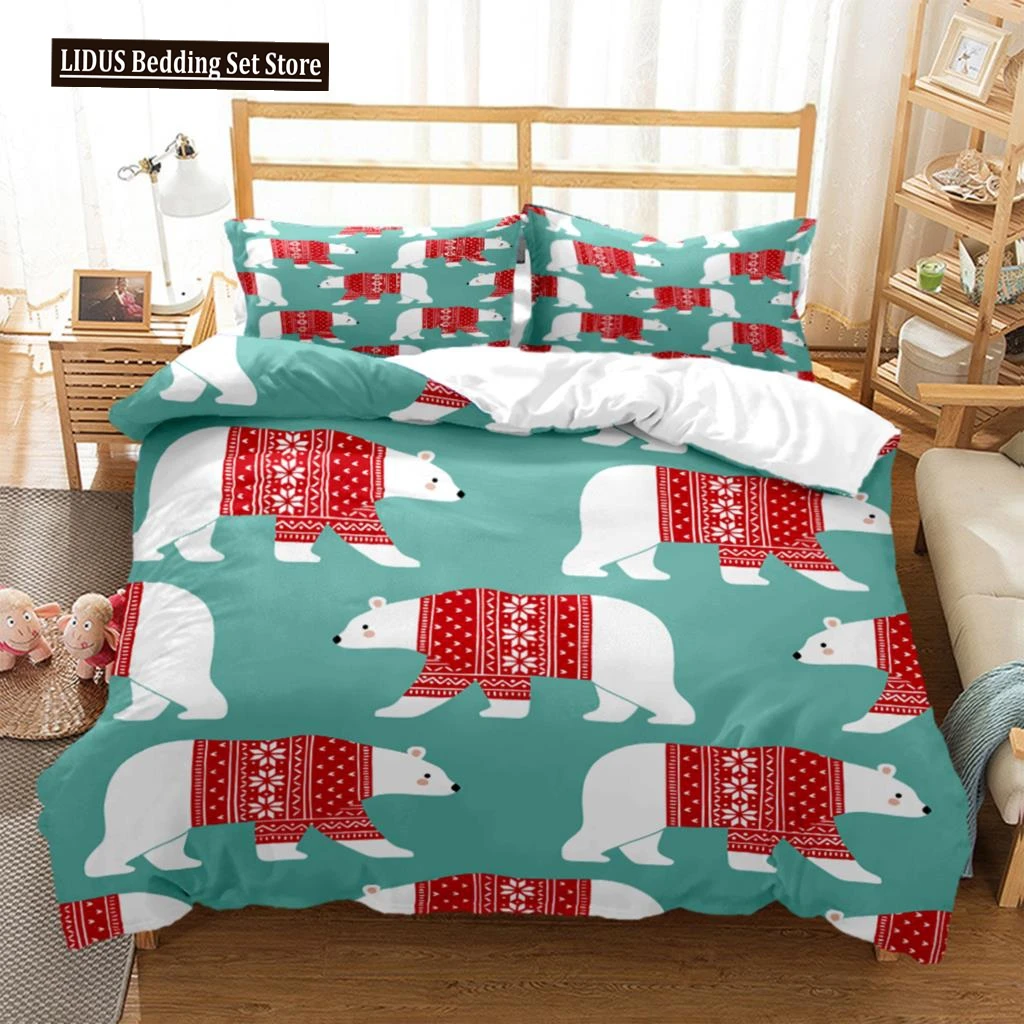 

Cartoon Little Bear HD Print Bedding Set，King Size Bedding Set，girl's Bed Double Bed Duvet Covers Pillowcase Bedding Set