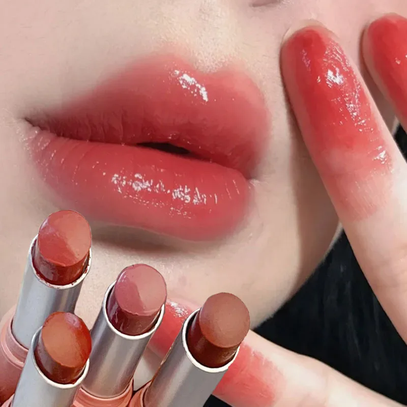 6สีเยลลี่ลิปสติกปากกาน้ำติดทนนานน้ำกระจกลิปกลอสแก้วให้ความชุ่มชื้นลิปเคลือบริมฝีปากที่เป็นของแข็งไม่เหนียวเหนอะหนะแต่งหน้าเครื่องสำอาง