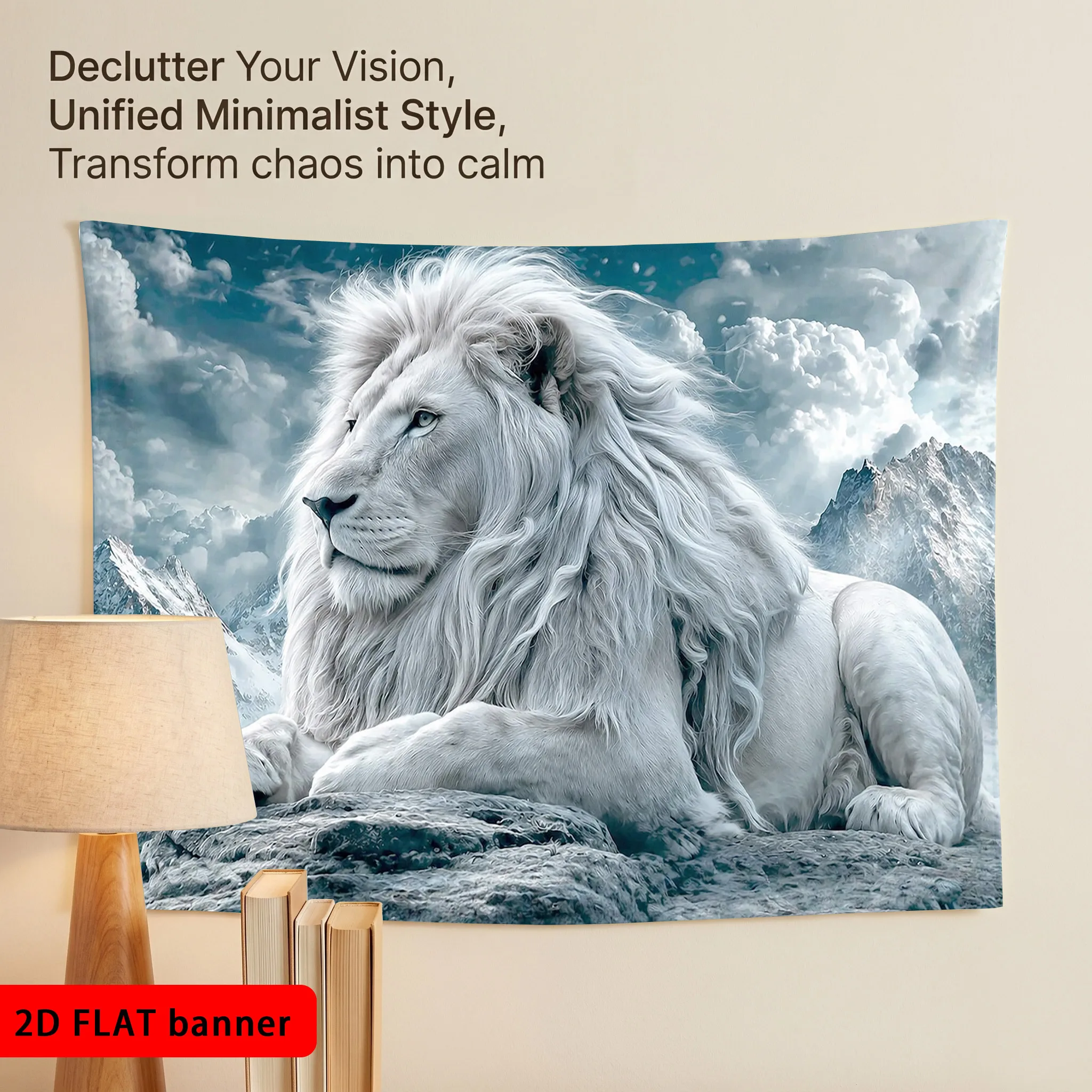 Majestic Lion Backdrop Photo Booth Banner Polyester Wall Decoration for Party Wedding Birthday Ceremony Home Decor