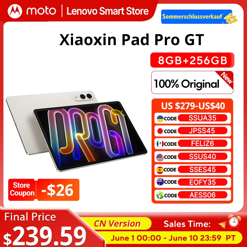 Origina Lenovo Xiaoxin Pad Pro GT Tablet CN Version 11.1'' 3.2K LCD 144Hz Display Snapdragon 8 Gen 3 8860mAh Android Pad PC