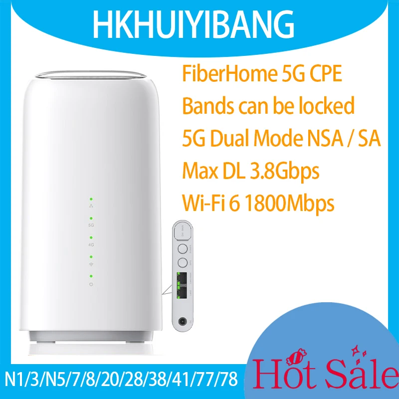 Unlocked FiberHome 5G Home Router LG6121F 3.8Gbps AX1800 2.4/5GHz 4G LTE Cat19 WiFi 6 CPE Modem Sim Card 5G Wireless Router