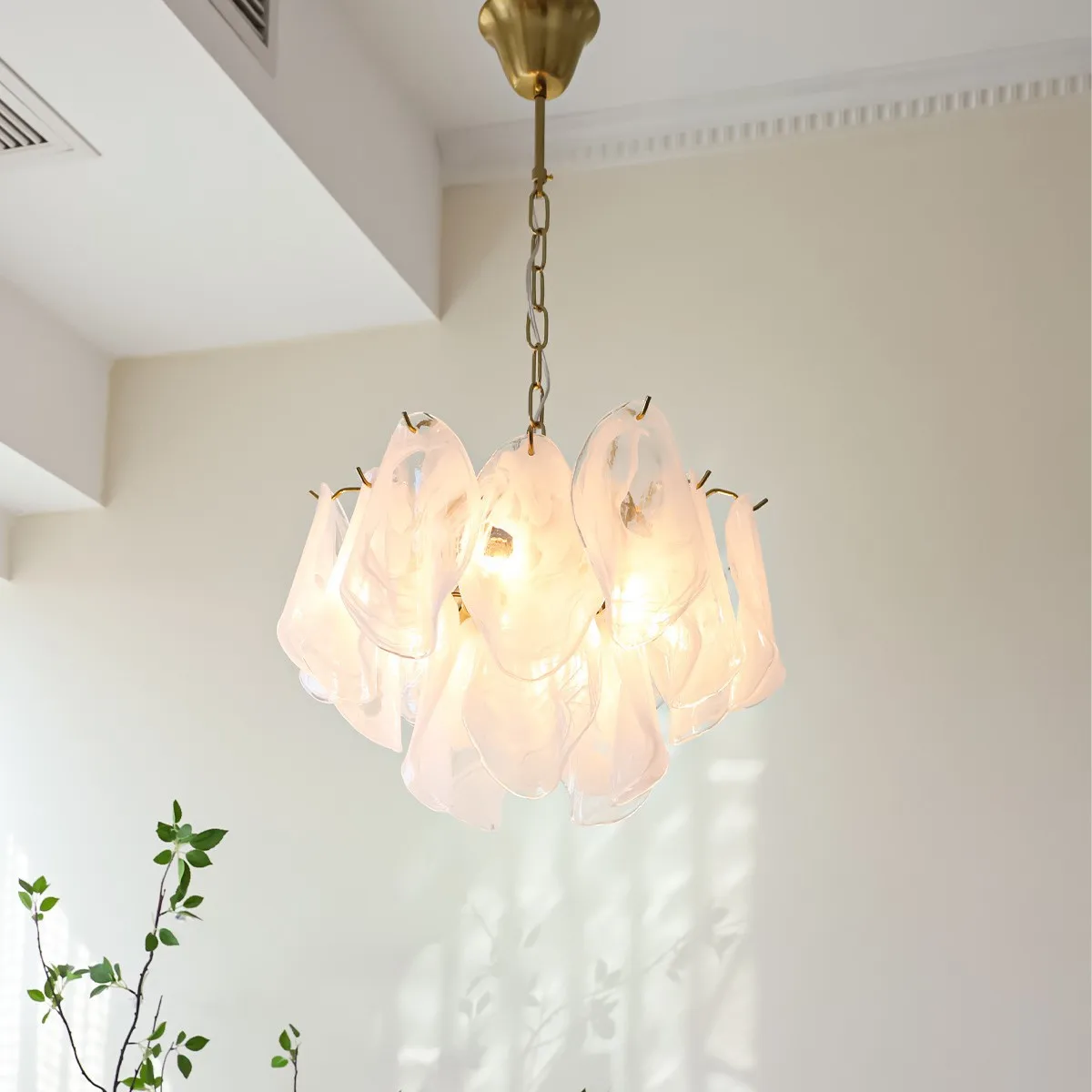 French romantic cloud glass chandelier, modern light luxury living room bedroom children's room