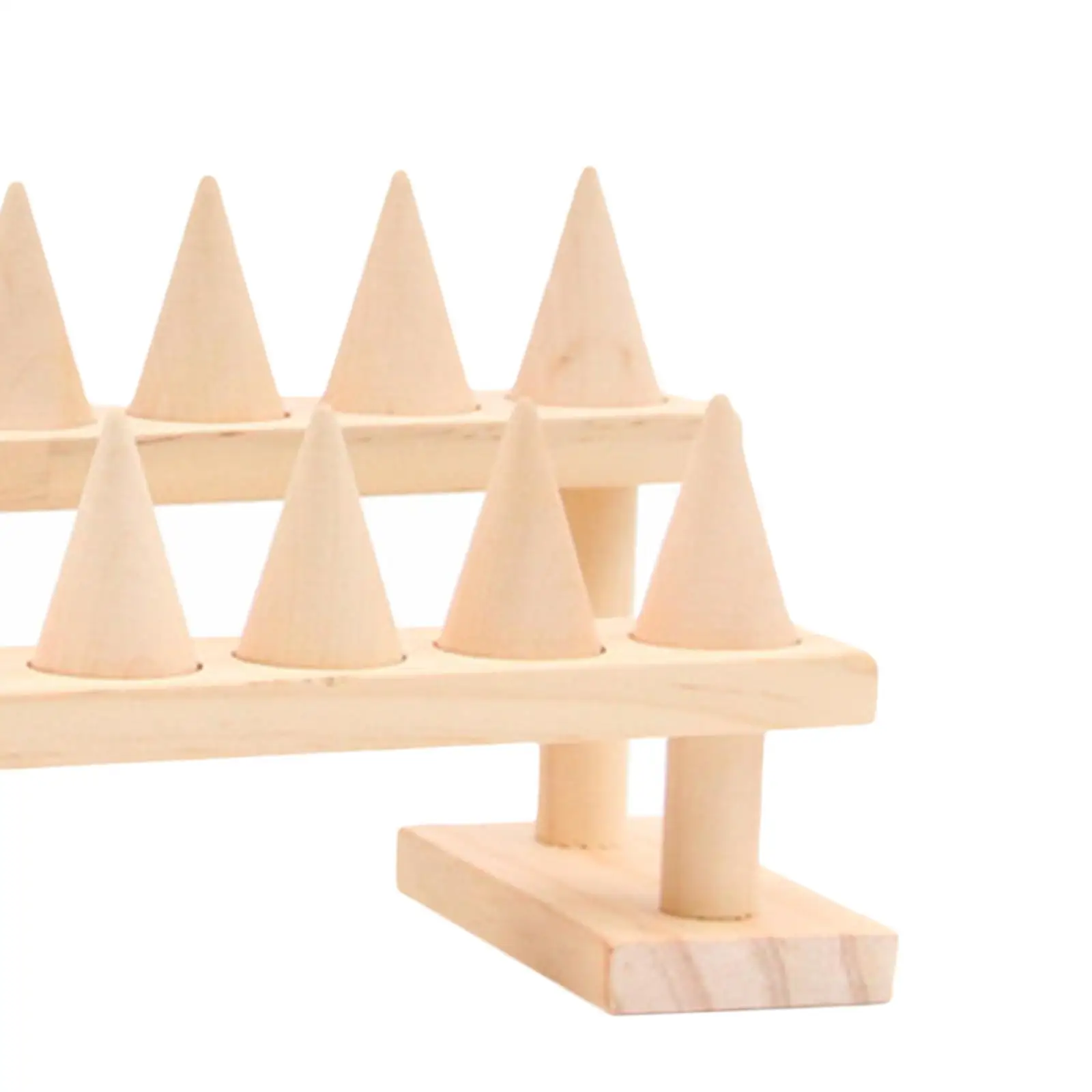 Wooden Cone Shape Finger Ring Display Showcase Organizer Display Stands for Display Drawer Jewelry Storage Wedding Ring
