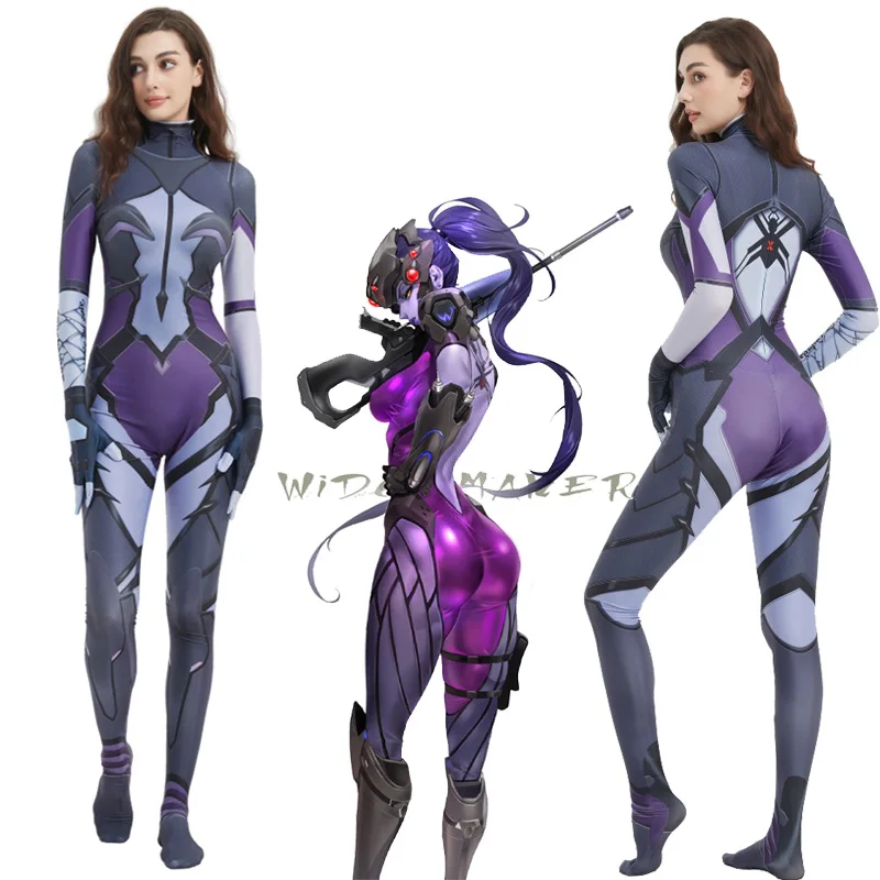 

Game Overwatch 2 Costumes Widowmaker Cosplay Costume Women Female Girls Suit Zentai Geek Girl Bodysuit Adults/Kids Costumes