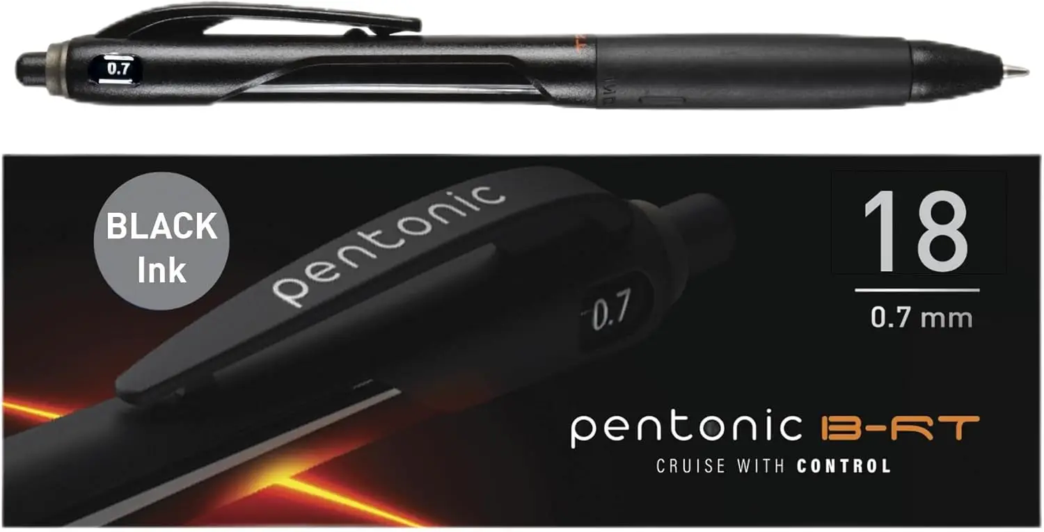 

Retractable Ballpoint Pens, 18 Pack, Black Ink 0.7 mm Fine Point, Smooth Writing for Journaling, Office & School