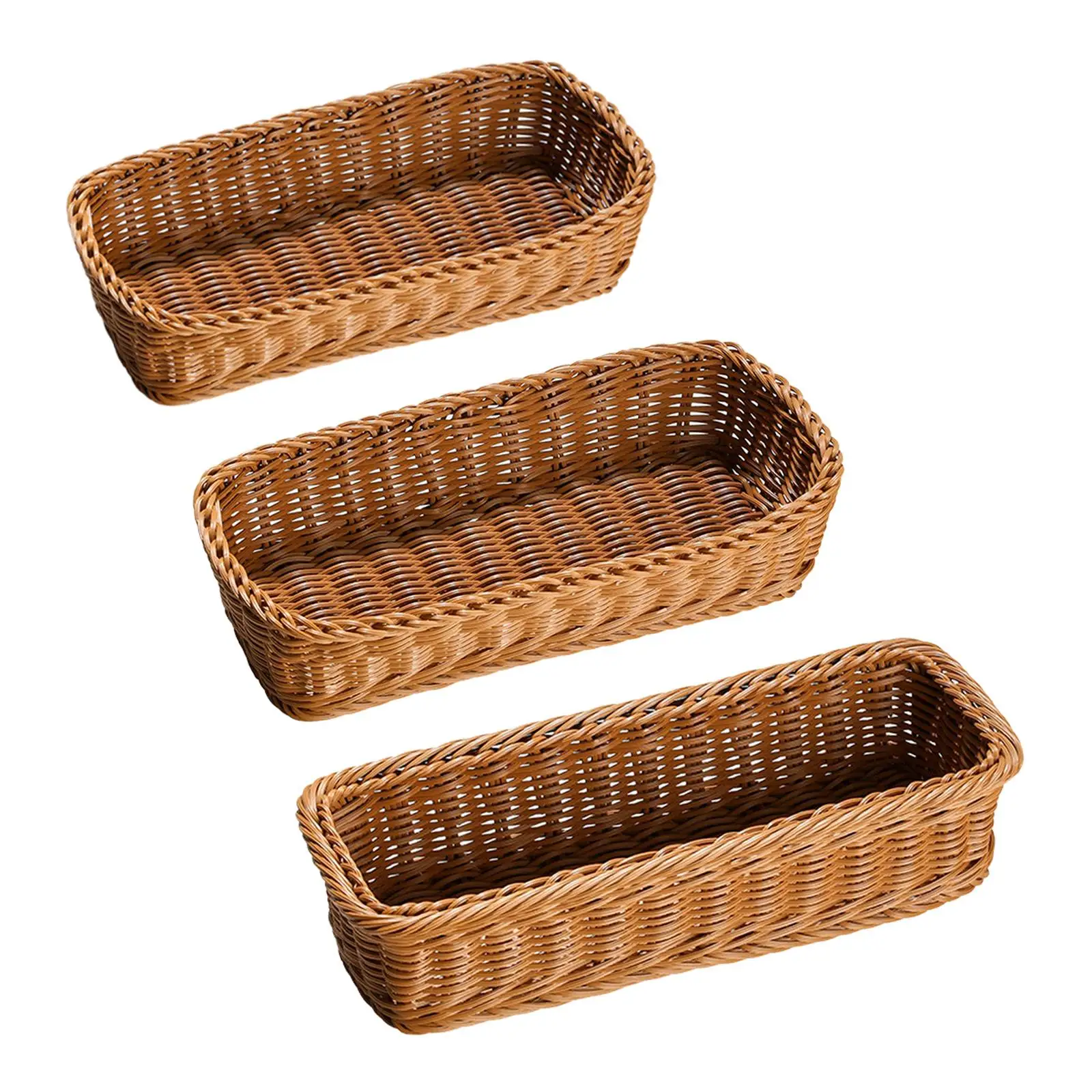 Woven Cutlery Basket Imitation Rattan Tableware Tray Tabletop Food Vegetables