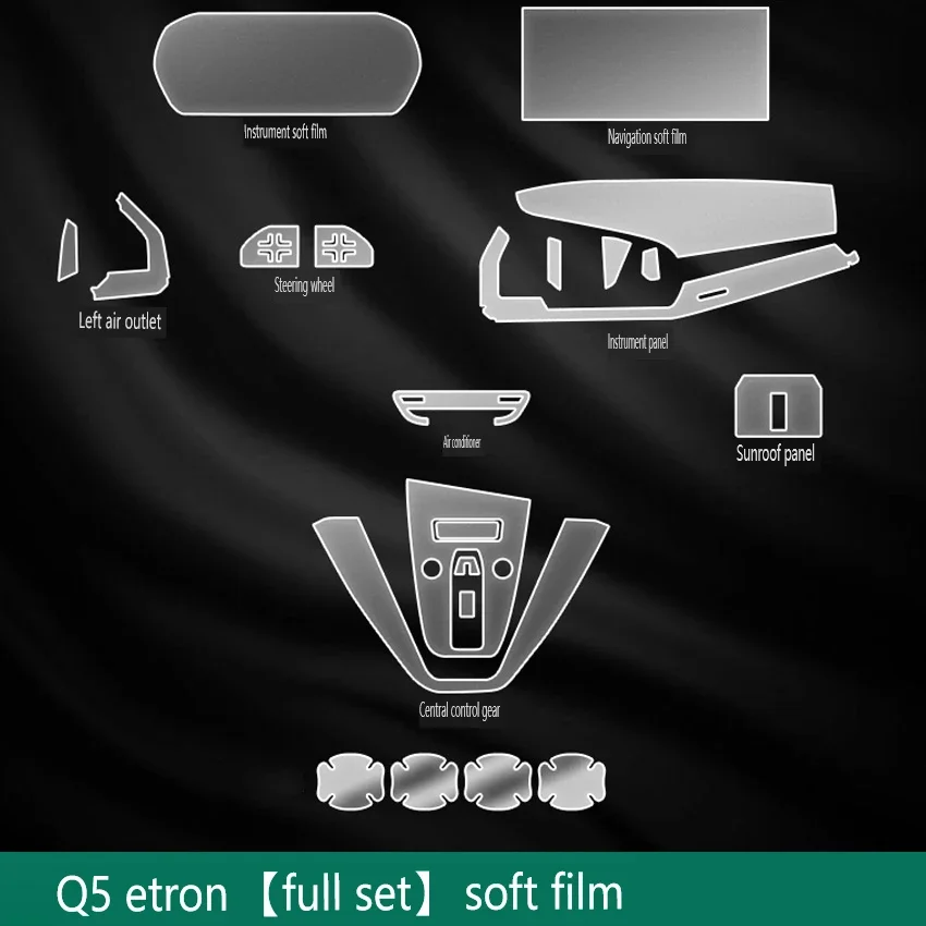 For Audi Q5 E-tron 2022-2024 Tpu Transparent Film Car Interior Sticker Center Control Navigator Screen Door Car Accessories